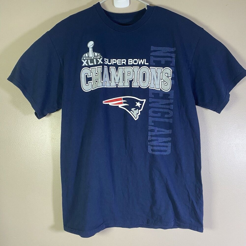 NFL New England Patriots 2015 Super Bowl XLIX Champions Men Large Tshirt Blue